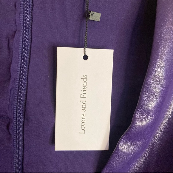 NEW REVOLVE Lovers and Friends Bardot Mini Dress Faux Leather Stretch Purple M - Picture 16 of 16